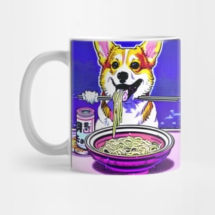 Corgi Eating Ramen Noodle Soup. Mug